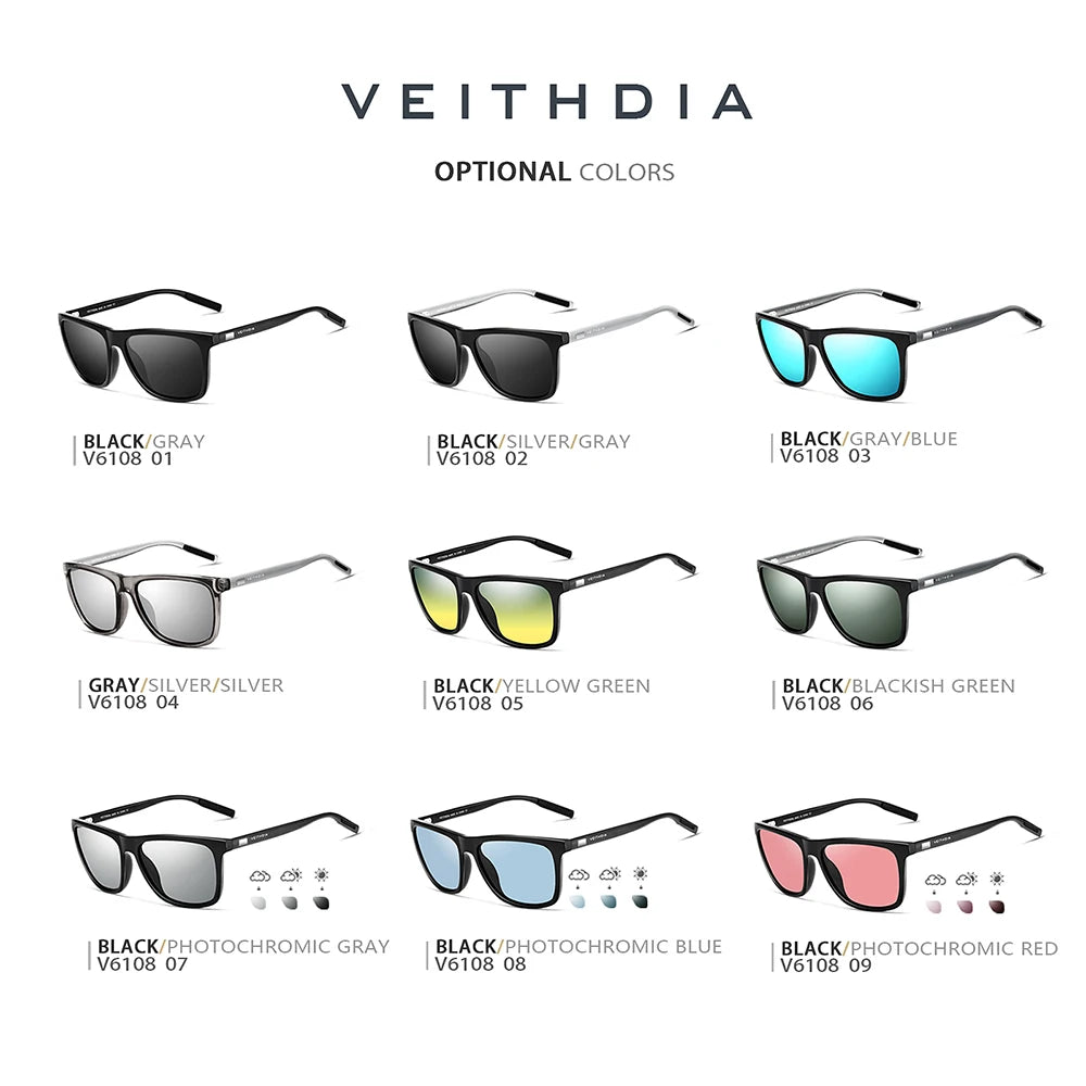 Brand Sunglasses Unisex Retro Aluminum+Tr90 Sunglasses Polarized Lens Vintage Eyewear Sun Glasses for Men/Women 6108