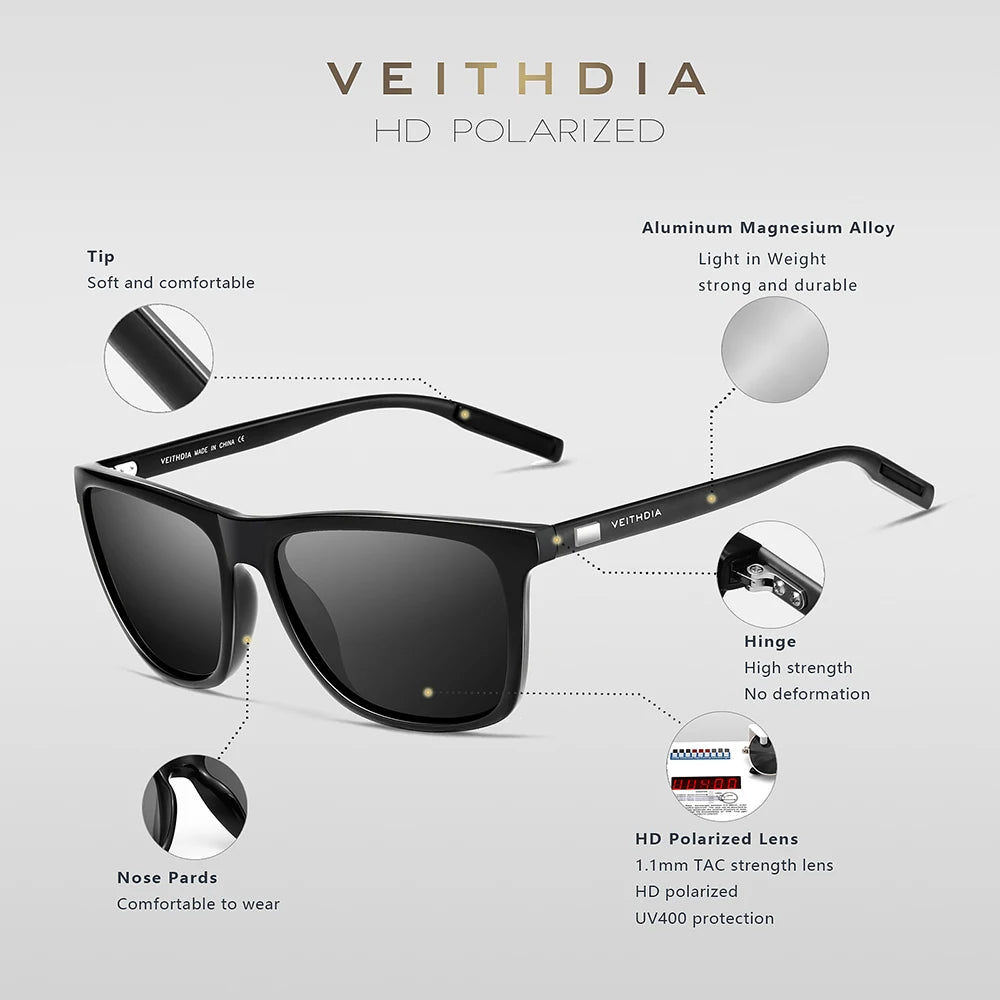 Brand Sunglasses Unisex Retro Aluminum+Tr90 Sunglasses Polarized Lens Vintage Eyewear Sun Glasses for Men/Women 6108
