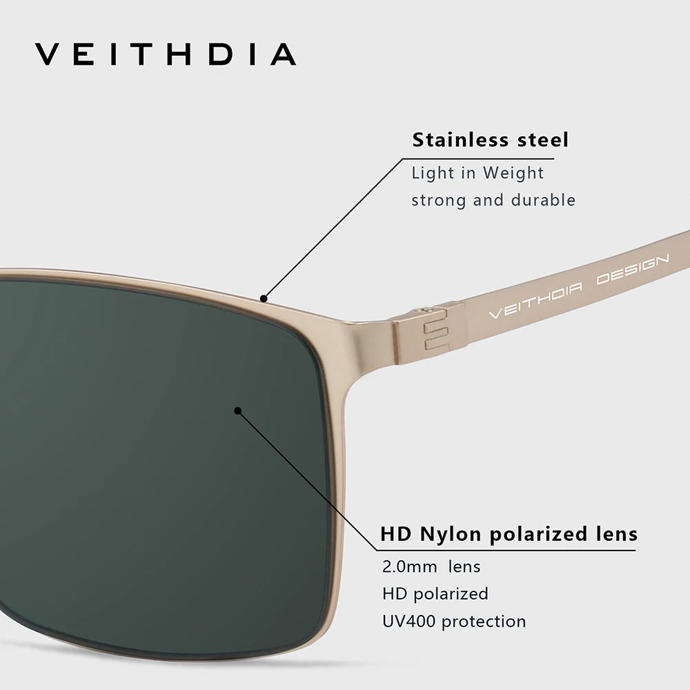 Brand Fashion Sunglasses Stainless Steel High-Definition Nylon Lens Polarized UV400 Eyeglasses for Men Women, 8212